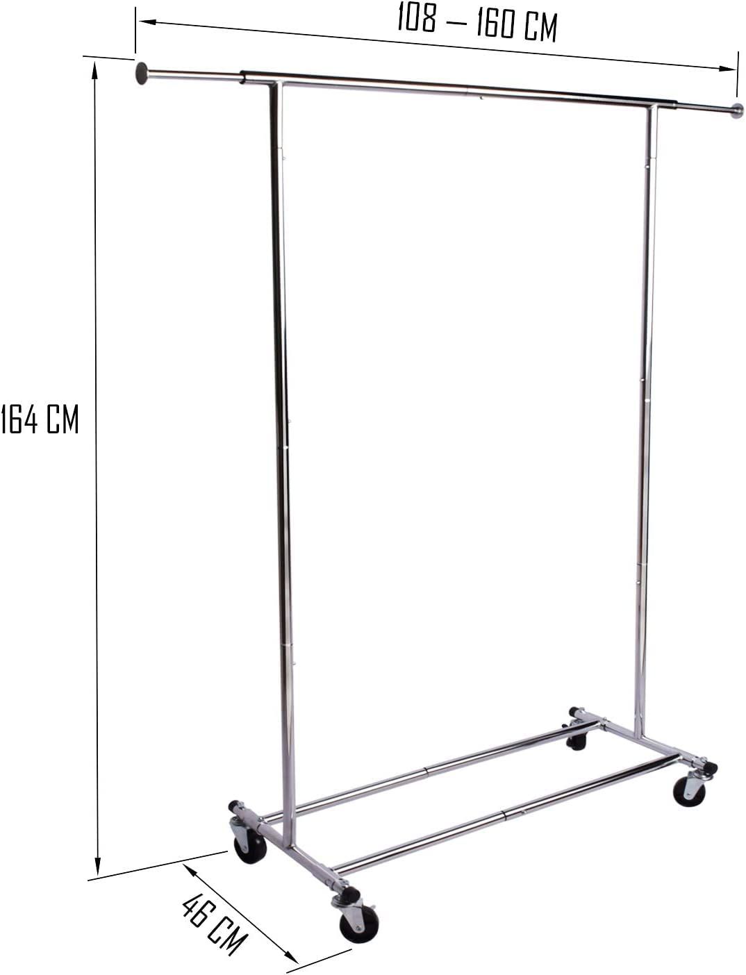 DRM 業務用ハンガーラック 横伸縮幅108-160 cm 耐荷重110 kg パイプハンガー 頑丈 丈夫 シルバー 幅108-160