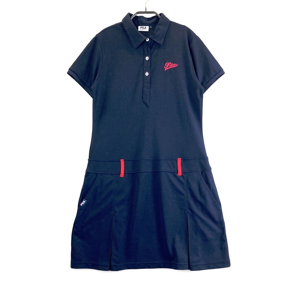 サイズ：L FILA GOLF フィラゴルフ 半袖ワンピース ネイビー系