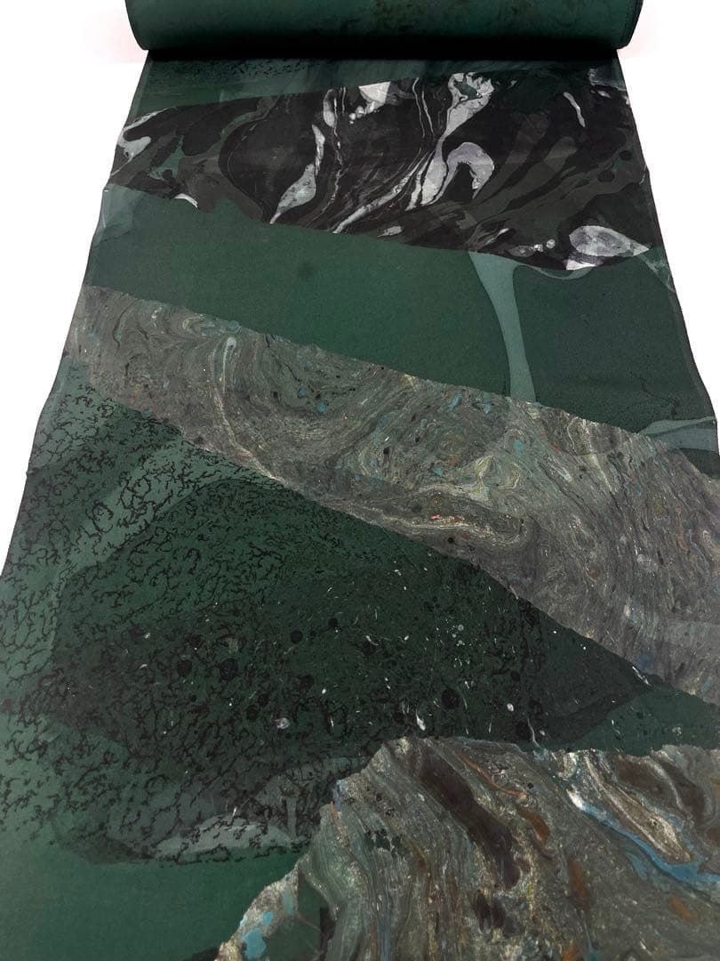 小紋 墨流し 作家もの 個性的 正絹 反物 T 9185