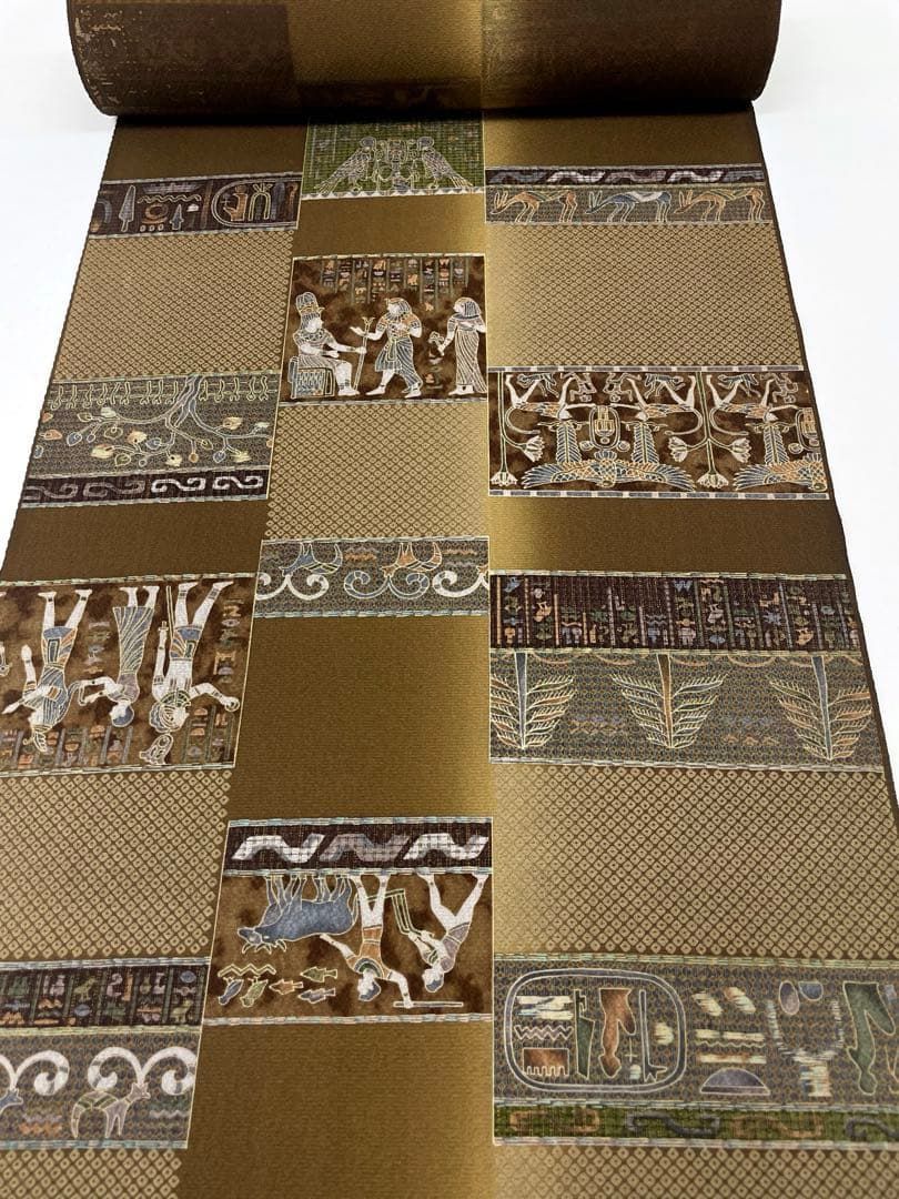 小紋 壁画模様 オリエンタル 正絹 反物 T 9184