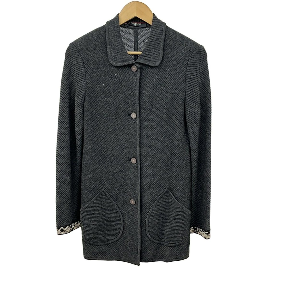 LEONARD レオナール コート サイズ11 AR M レディース ダークグレー 長袖 肩パッド 春 秋