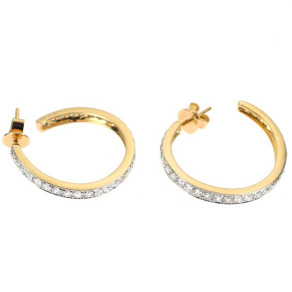 K 18 YG WG ダイヤモンド ピアス 2.80 ct フープ