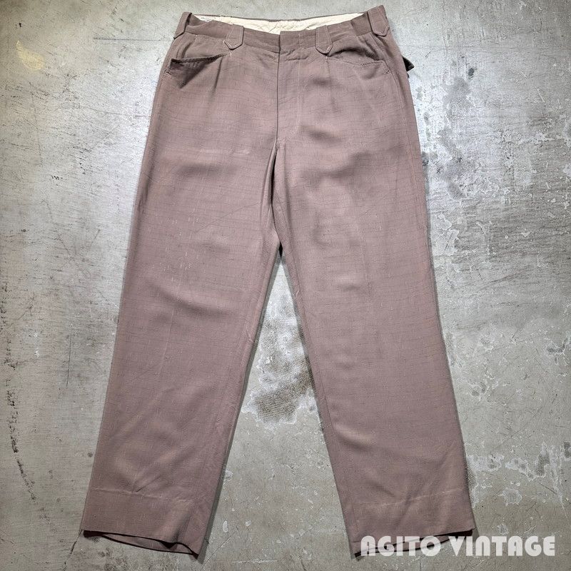 60 s H BAR C 絣柄ウェスタンパンツ ピンクベージュ グッドコンディション L字型ポケット W 33 34