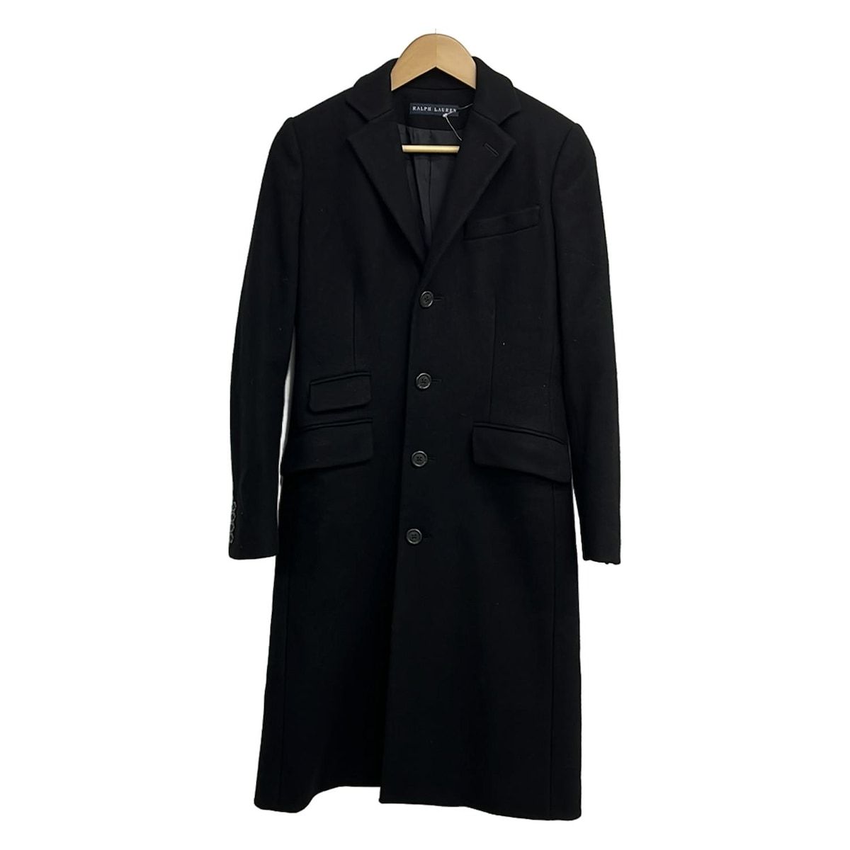 RalphLauren ラルフローレン コート サイズ9 M レディース 黒 長袖 肩パッド ロング丈 秋 冬