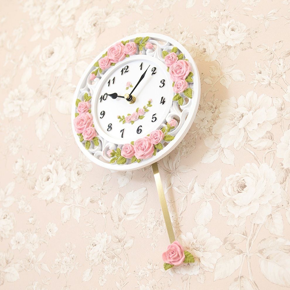 全国送料無料] 姫系ラウンド型振り子時計 薔薇 スプレンディッドローズ