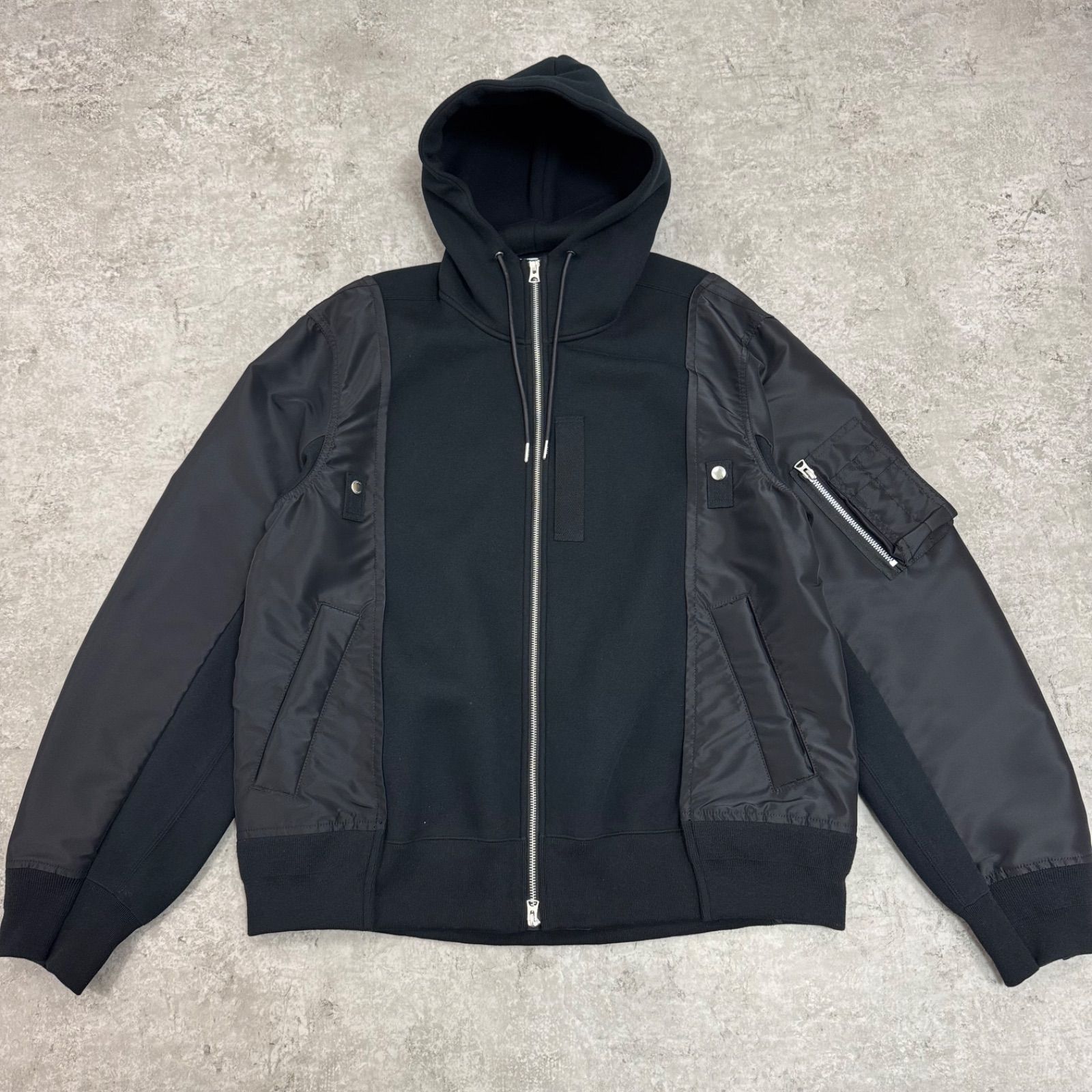 極美品】sacai Nylon Twill × Sponge Sweat Hoodie サイズ4 XL 