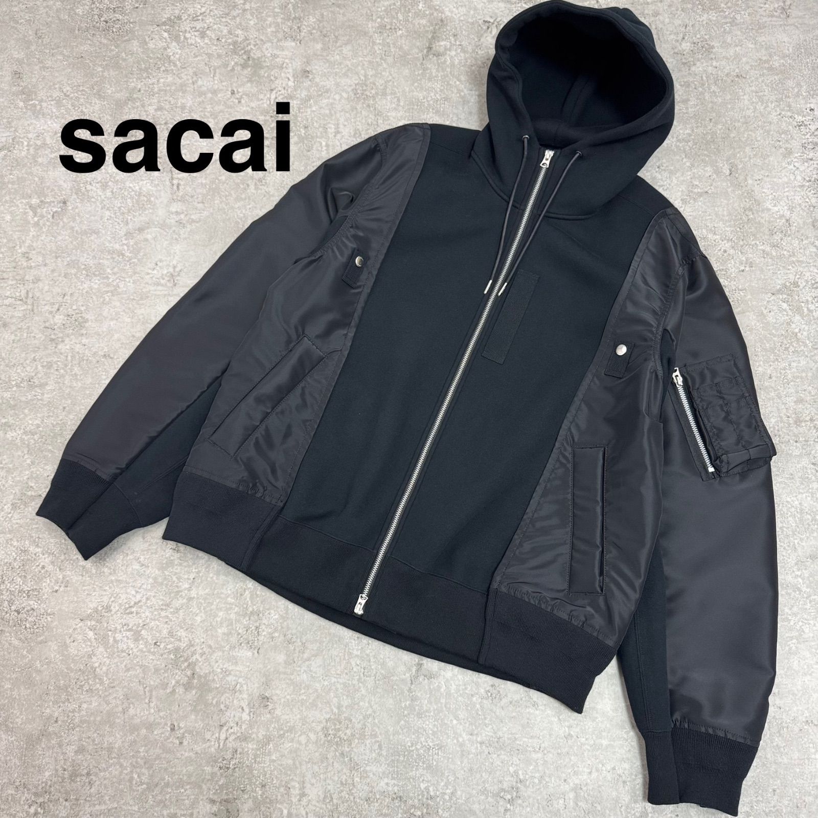 極美品】sacai Nylon Twill × Sponge Sweat Hoodie サイズ4 XL 