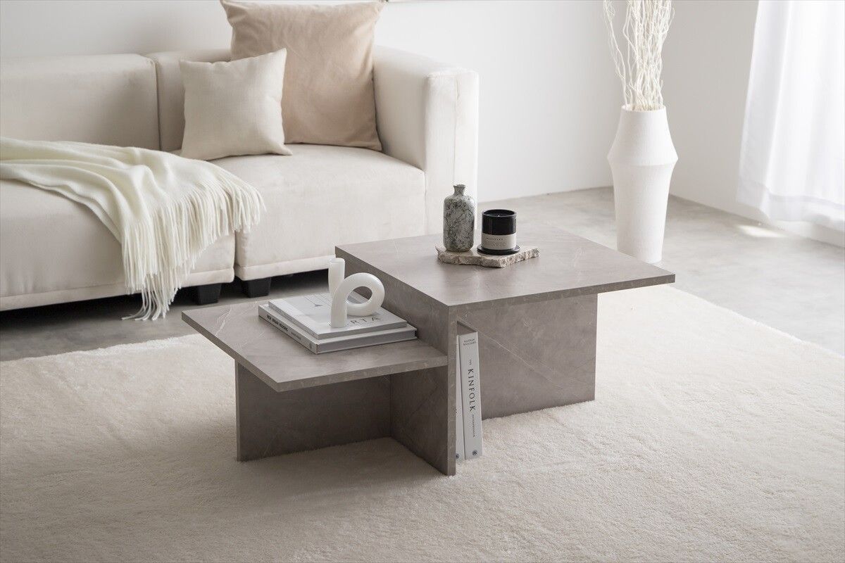 Freya フレヤ テーブル センターテーブル ローテーブル リビングテーブル コーヒーテーブル 2段 ロー 低い 大理石調 幅87 海外 韓国 外国 デザイン インテリア 一人暮らし ワンルーム ディスプレイ