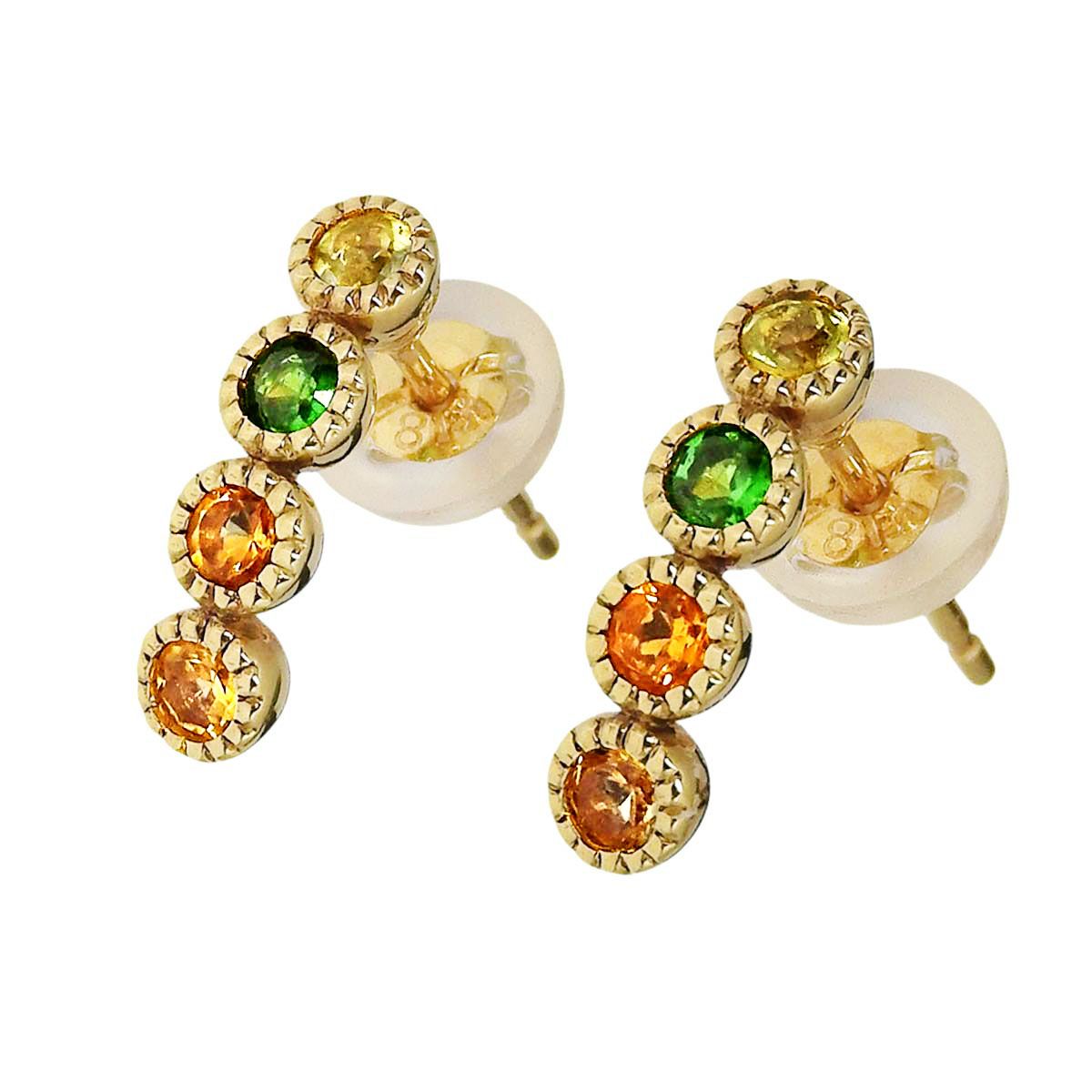 セイレーンアズール SIRENA AZZURRO 4粒 マルチ ストーン ピアス K 18 レディース