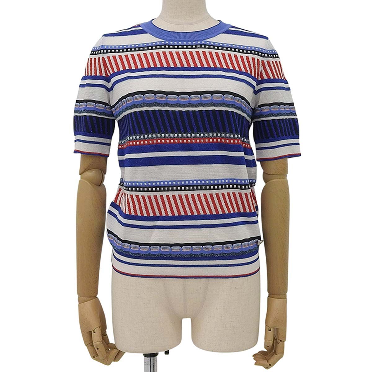 【正規品】CHANEL/シャネル★ココマーク編み柄半袖コットンニット38 シャネル CHANEL ココマーク 透かし編み 半袖 サマーニット シルク