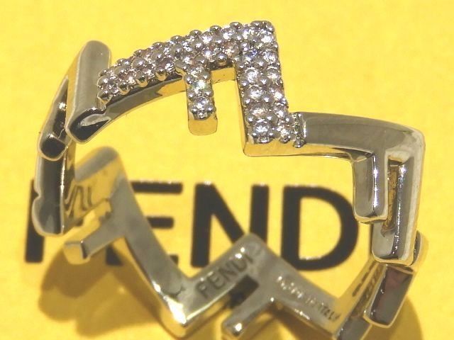 FENDI フェンディ ファイブリング 指輪 S 19 パラジウム仕上げ クリスタル シルバー メンズ可 7 AJ 733 L