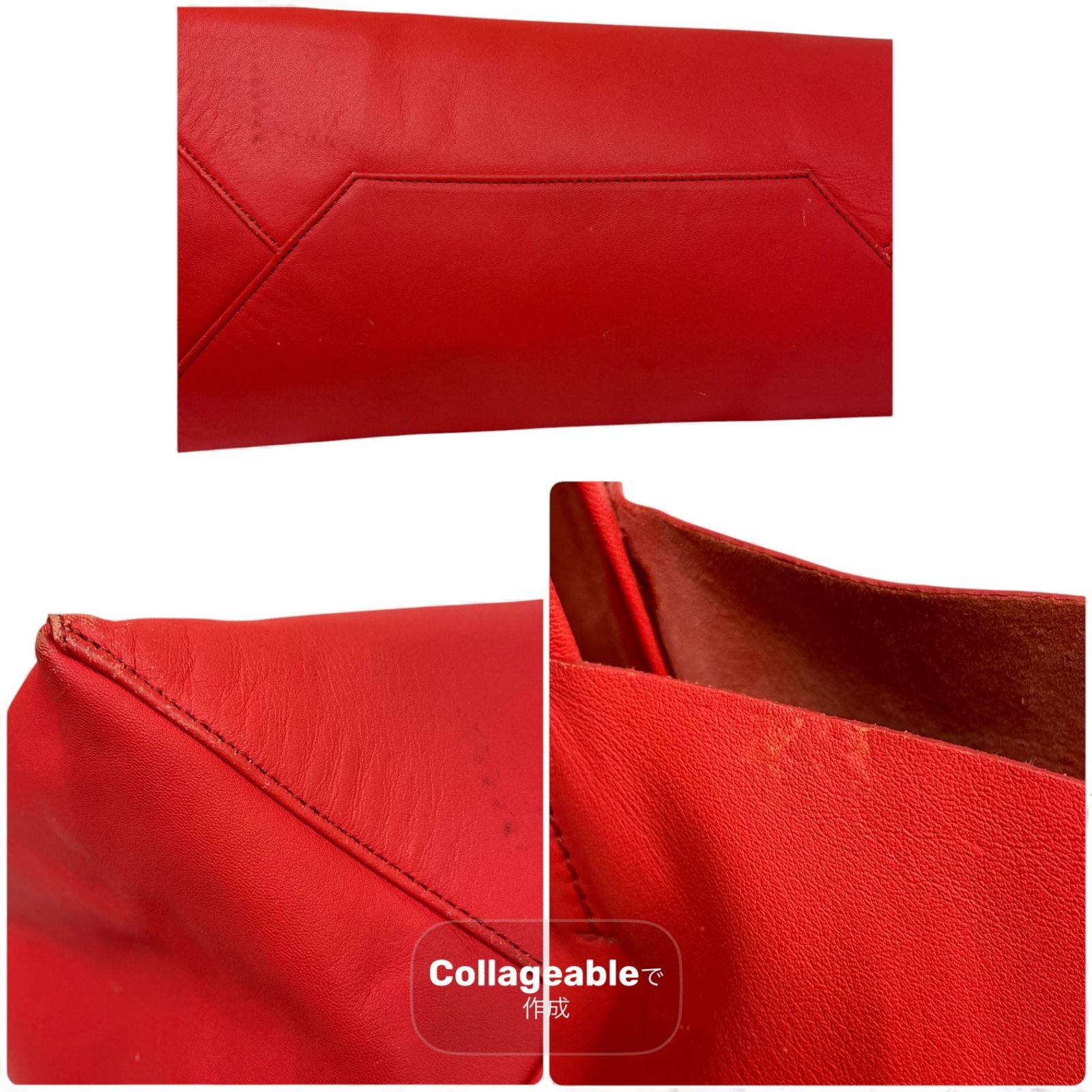 CELINE セリーヌ ホリゾンタルカバ トートバッグ レッドレザー - メルカリ
