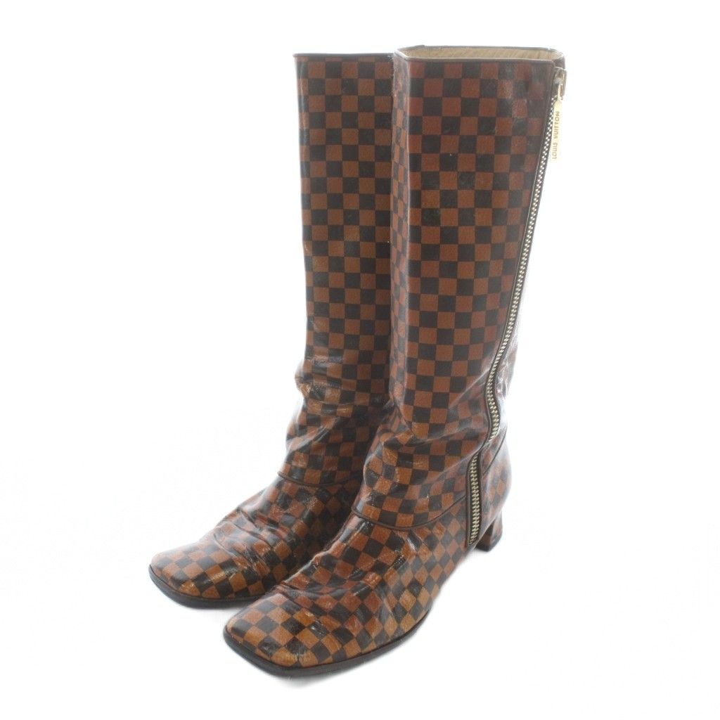 LOUIS VUITTON ダミエ ロングブーツ 中古・古着通販】LOUIS VUITTON (ルイヴィトン) ダミエブーツ/チアパス