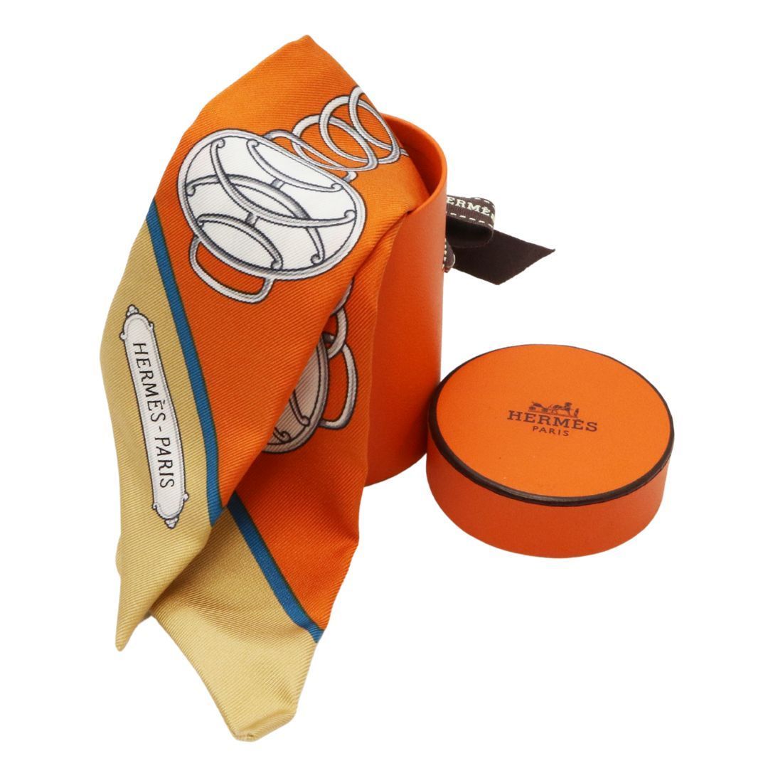 HERMES エルメス ツイリー リフトプロフィール ポティロン ベージュ グリス シルク ユニセックス ♥品 WA 51025