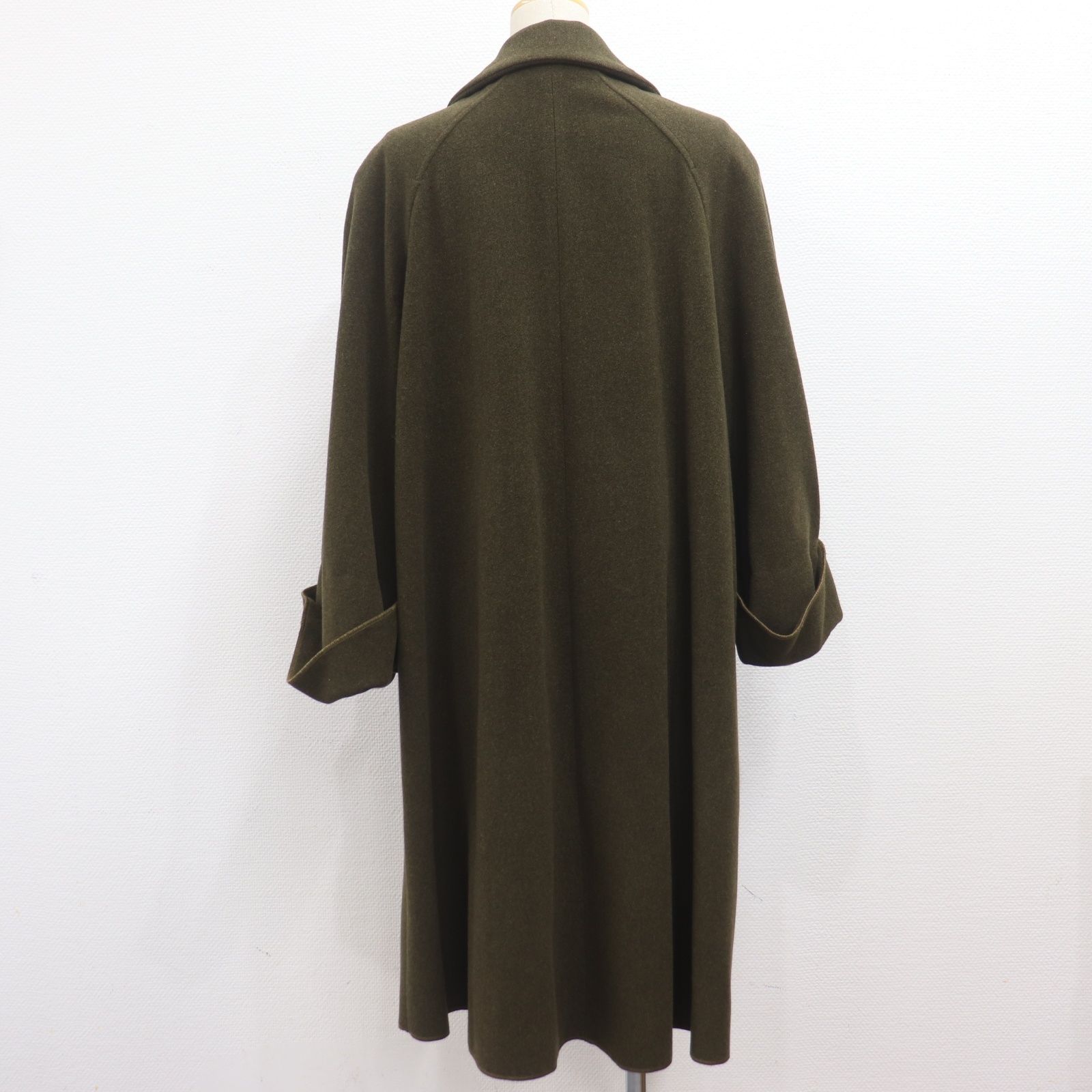 FENDI 365 フェンディ ロングコート アウター グリーン ウール カシミア サイズ42 レディース ガウンコート ケープコート