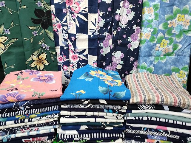 浴衣 まとめて 45点 蝶 紫陽花 百合 向日葵 撫子 花柄 Kansai 山本寛斎 しじら織 など 着用 多数 あり se 3881