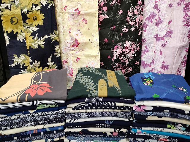 浴衣 まとめて 45点 蝶 薔薇 向日葵 朝顔 花柄 しじら織 など 着用 多数 あり se 3882