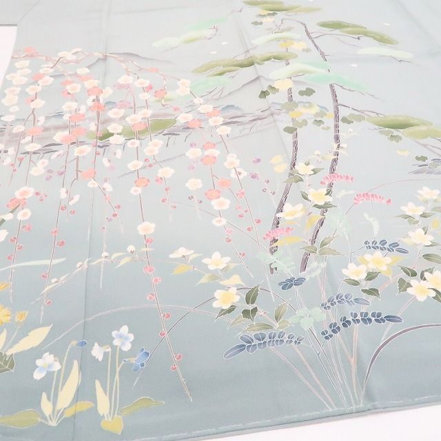 ❁tomihisa❁手描き友禅 落款 着物 正絹 仕付け糸付 作家物“穏やかな