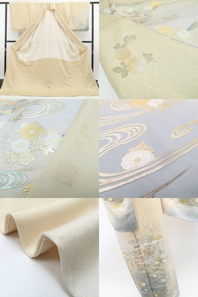 ❁tomihisa❁新品 金彩友禅 和田光正 落款 着物 正絹 仕付け糸付”晴れ