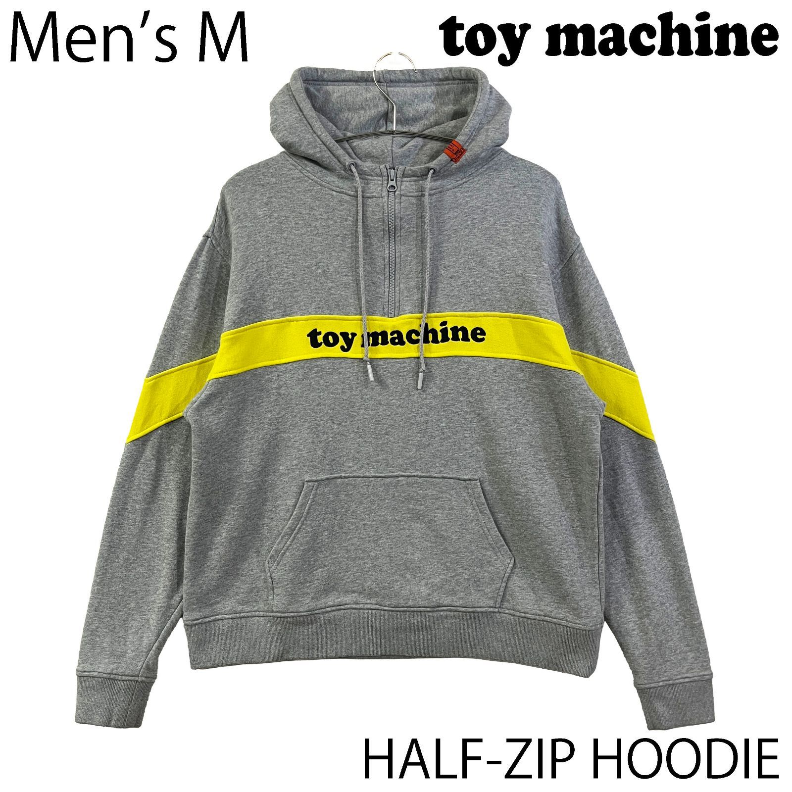 USED／メンズM】TOY MACHINE ハーフジップ フーディ ヘザーグレー 