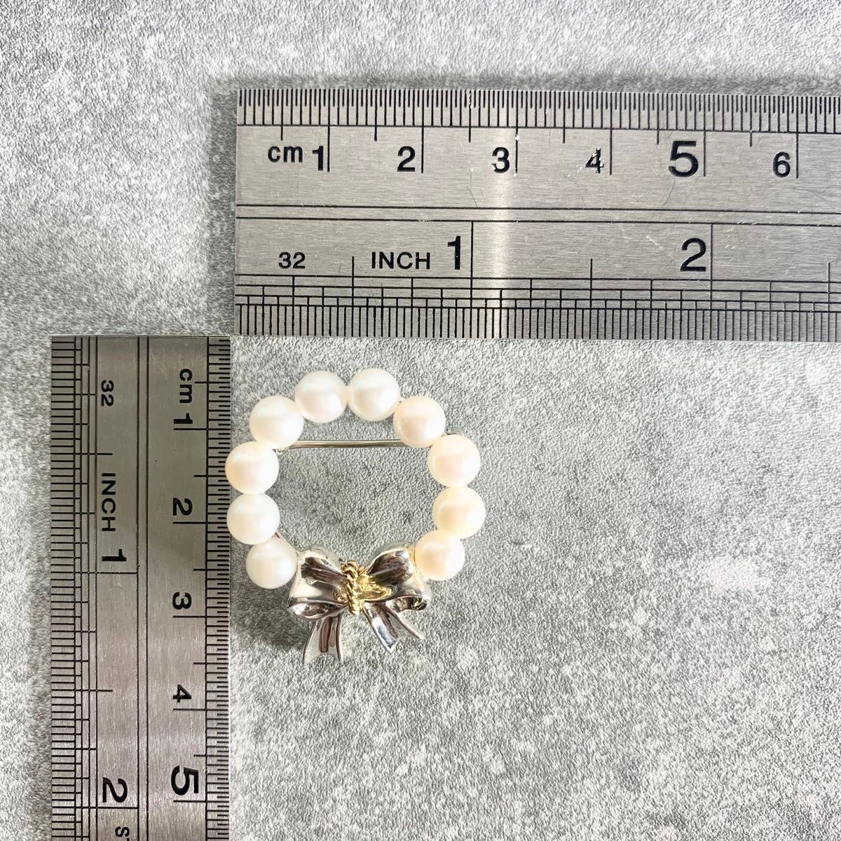 オールドティファニー パール リボン シルバー ブローチ リース WO3e