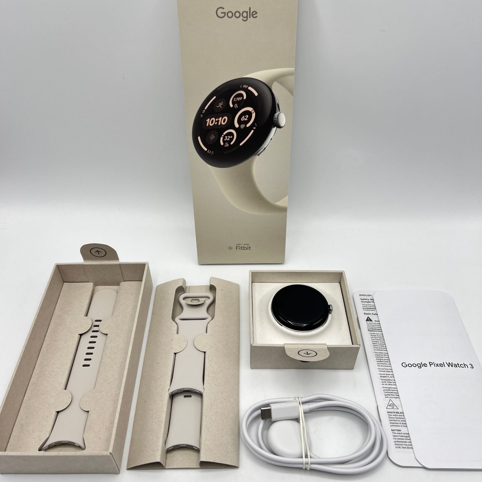 Google Pixel Watch 3 Wi Fi 45 mm GA 05736 US Polished Silver アルミケース Porcelain アクティブ バンド スマートウォッチ グーグル ピクセルウォッチ3 本体