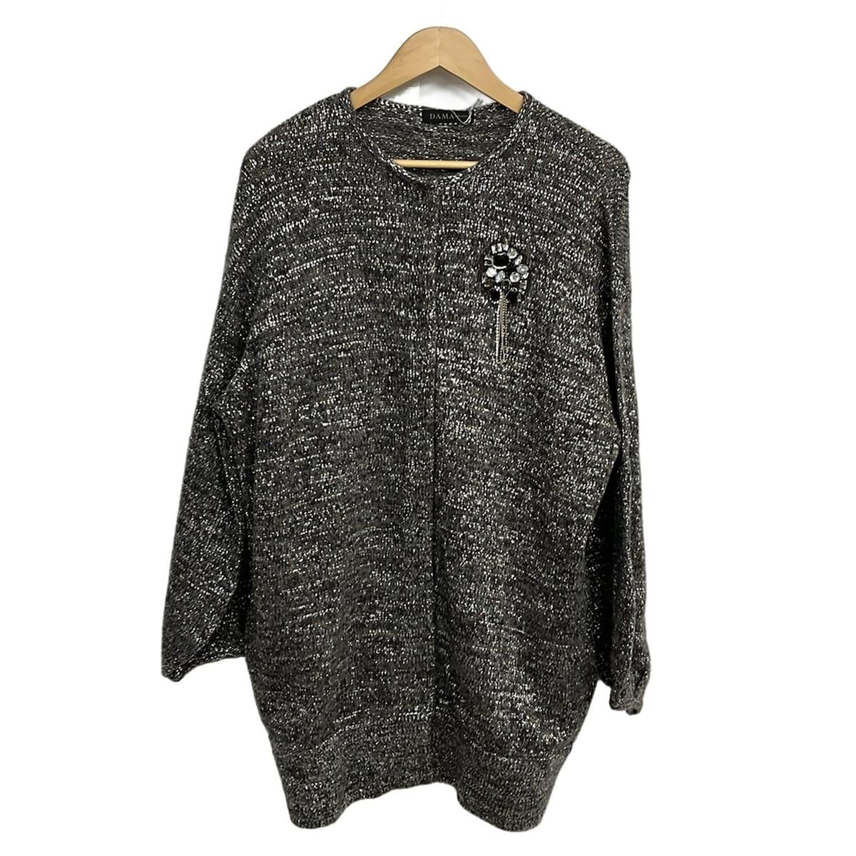 ダーマ コート サイズ3 L レディース - グレー×ライトブラウン×マルチ 長袖 ビジュー ラインストーン 秋 冬