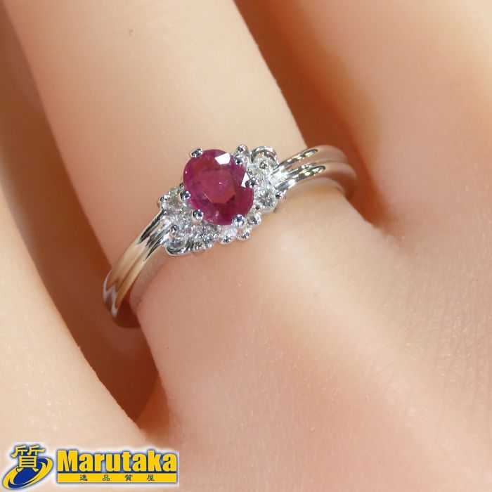 ルビーダイヤプラチナ850リング　10号 レディース リング ルビー プラチナ 0.9ct 天然 ダイヤモンド 指輪