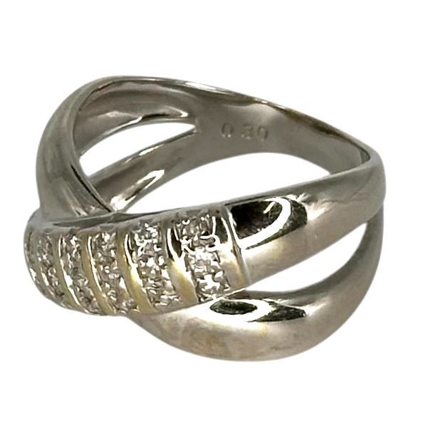 K 18 WG 7.0 g D 0.30 ct 14号 デザインリング 指輪 ホワイトゴールド ジュエリー レディース -B 9304