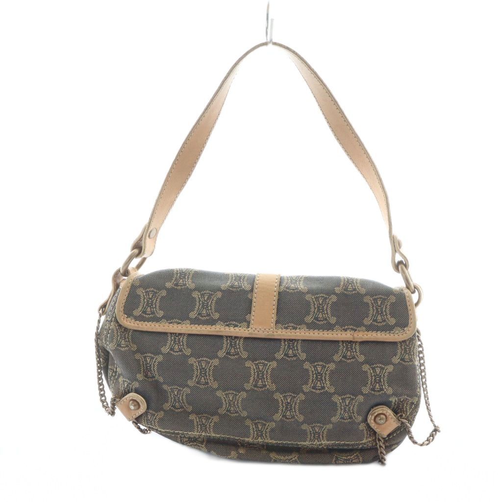 セリーヌ CELINE ミニ ハンドバッグ ワンショルダー パリマカダム ロゴ 総柄 デニム レザー グレー GY 17 MQ