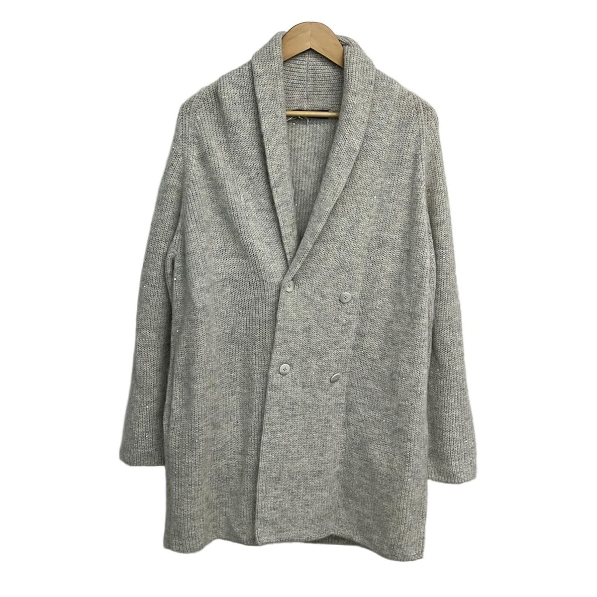 DAMAcollection ダーマ コート サイズ3 L レディース - ライトグレー×グレー×マルチ 長袖 スパンコール 秋 冬