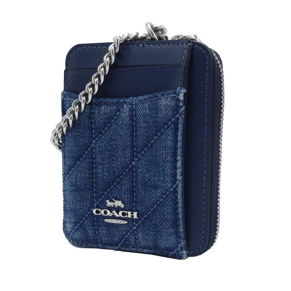 ーチ カードケース COACH デニム キルティング ジップ CAR 26 SV DE アウトレット レディース