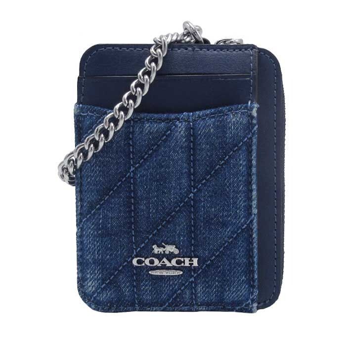 ーチ カードケース COACH デニム キルティング ジップ CAR 26 SV DE アウトレット レディース