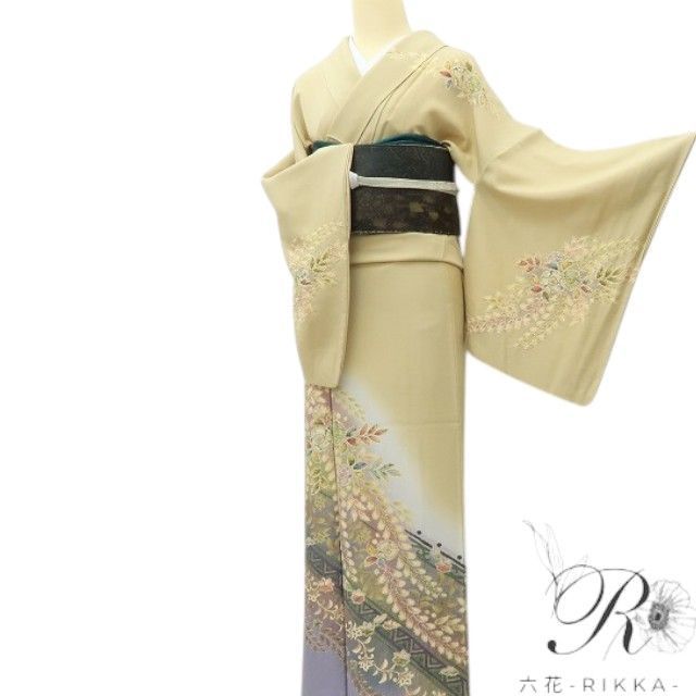 六花-RIKKA- 美品 正絹 翠山工房 桐屋の辻が花 絞り トールサイズ
