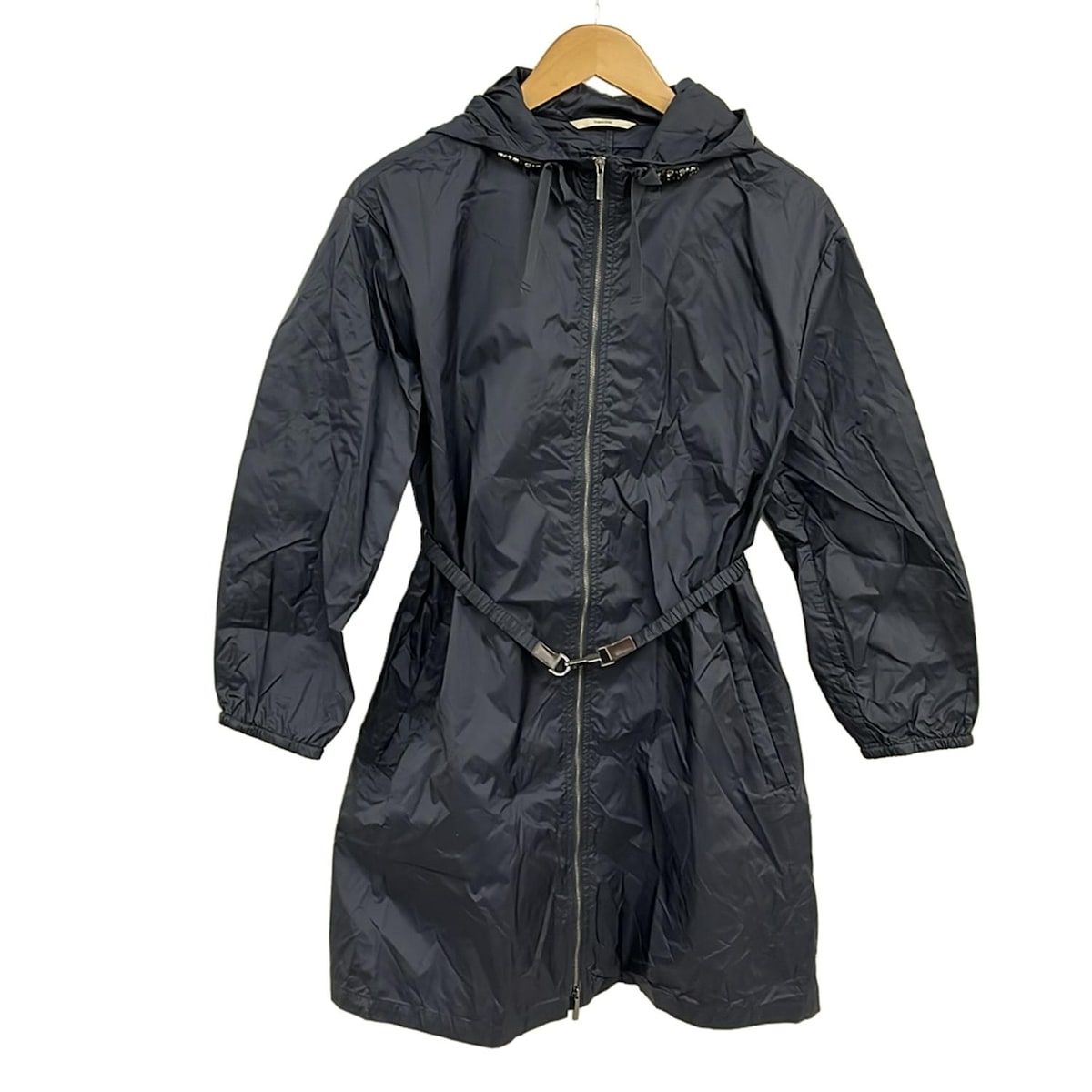 マックスマーラ コート サイズ36 S レディース - ダークネイビー 長袖 ビジュー ナイロン ジップアップ DESIGN FOR EASY LIVING 春 秋