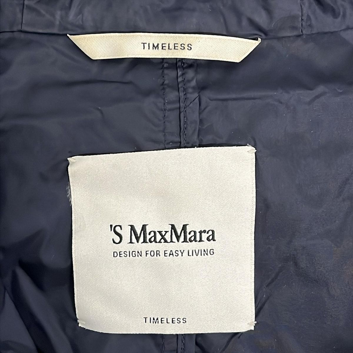  マックスマーラ コート サイズ36 S レディース - ダークネイビー 長袖 ビジュー ナイロン ジップアップ DESIGN FOR EASY LIVING 春 秋 その他 ジャケット アウター