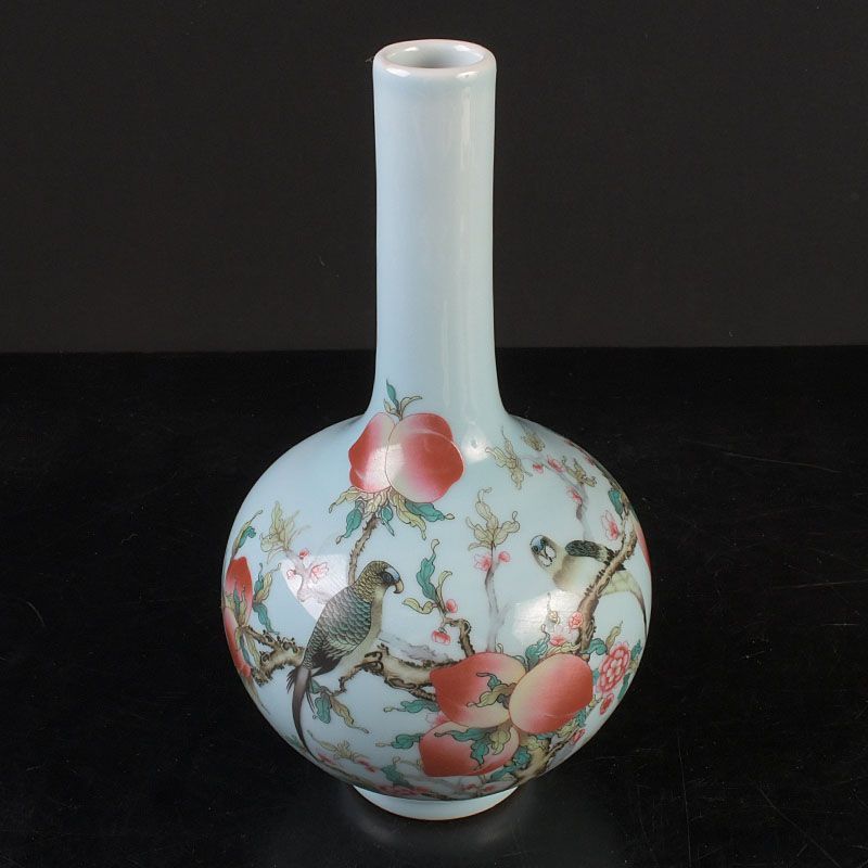 中国　大清乾隆年製　色絵漢詩鳥果実文　天球瓶　V　5540 中国 大清乾隆年製 色絵漢詩鳥果実文 天球瓶 C S515 - メルカリ