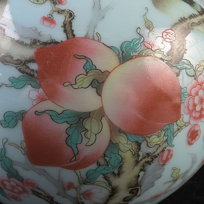 中国 大清乾隆年製 色絵漢詩鳥果実文 天球瓶 C S515 - メルカリ