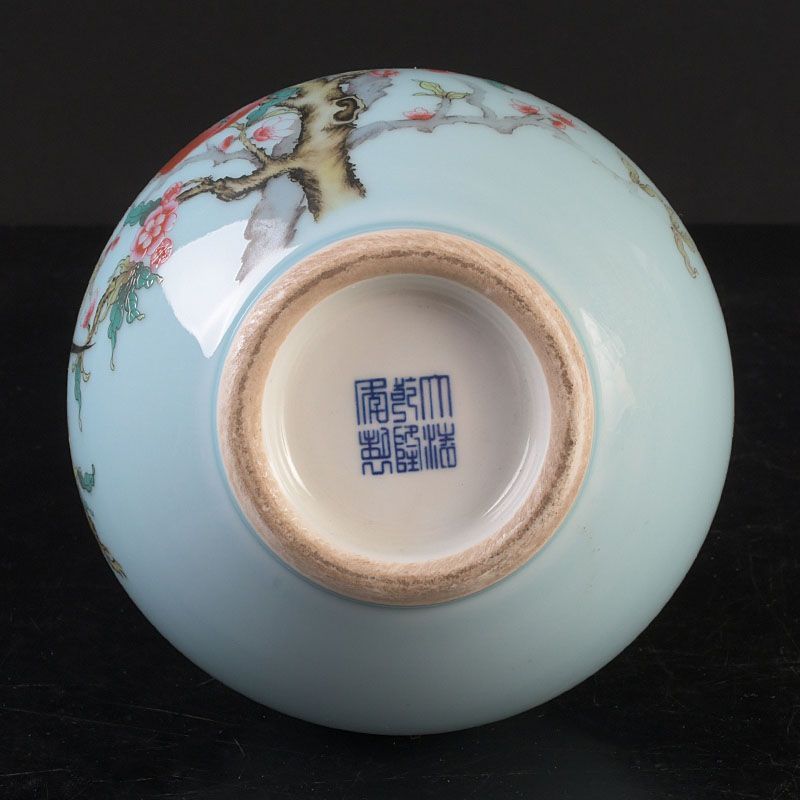 中国 大清乾隆年製 色絵漢詩鳥果実文 天球瓶 C S515 - メルカリ