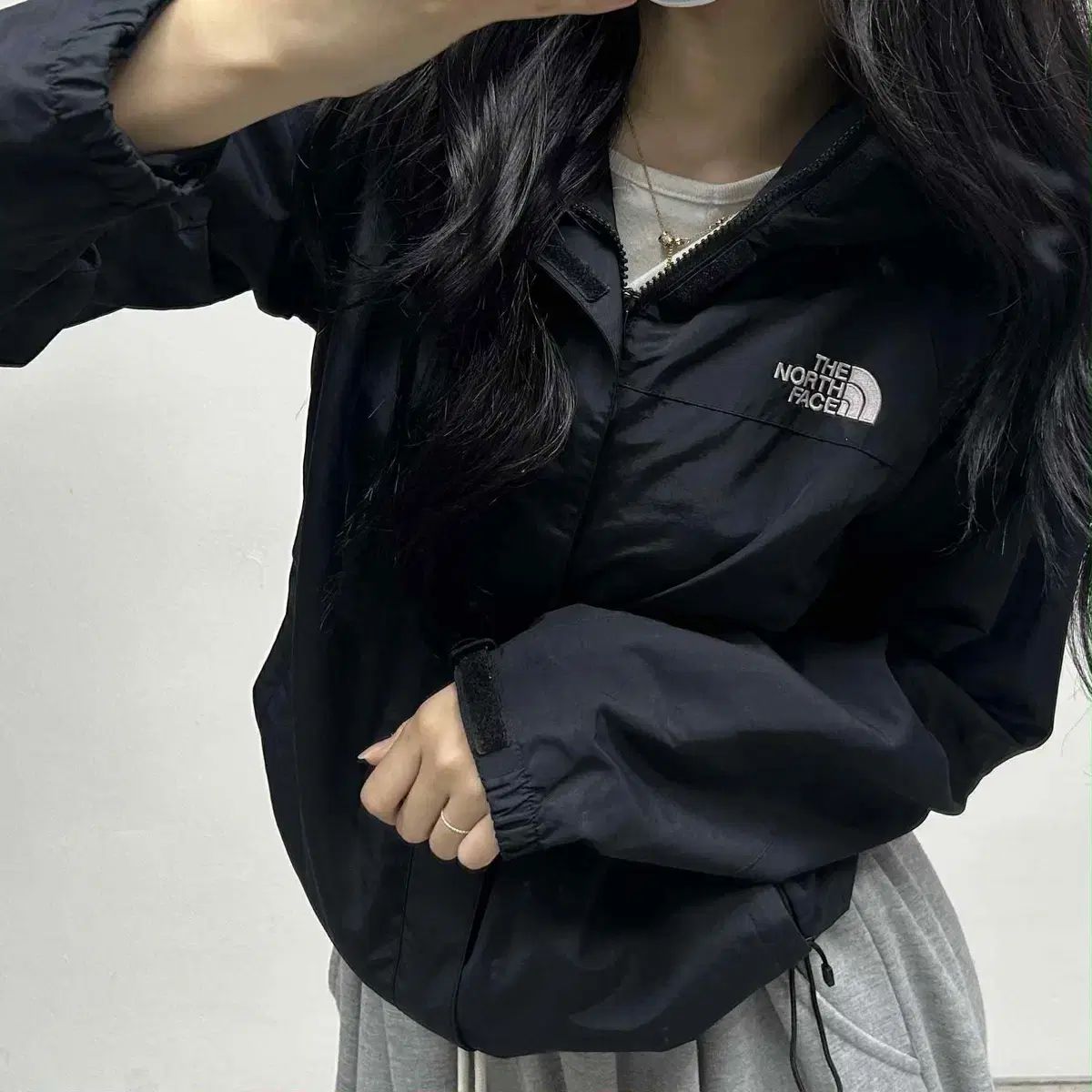 ザノースフェイス ゴープコア ポケット ブラック ウィンドブレーカー ジャケット フードジップアップ 90