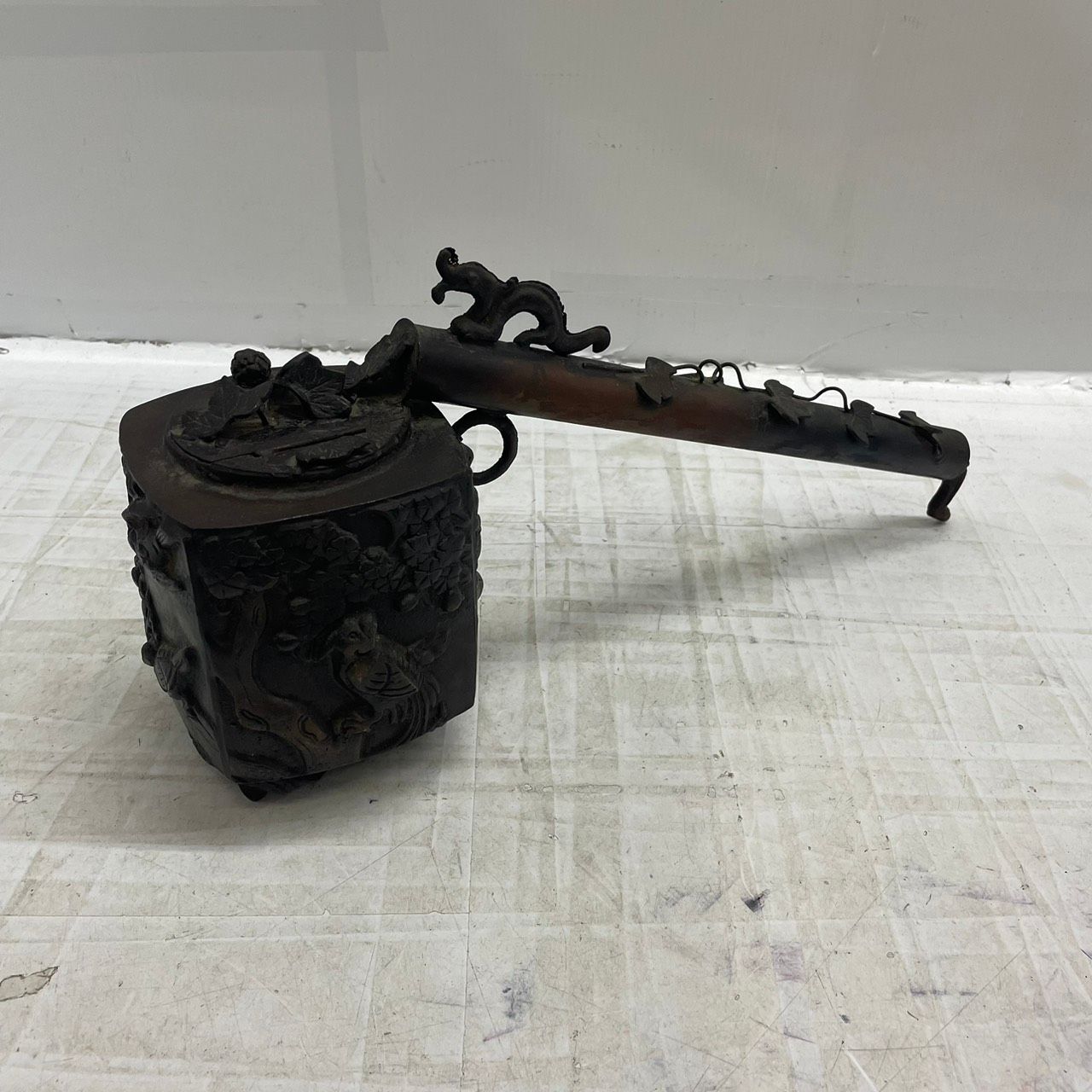 h 10750 香炉 矢立 骨董 古美術 時代物 唐銅製 古玩 中国美術