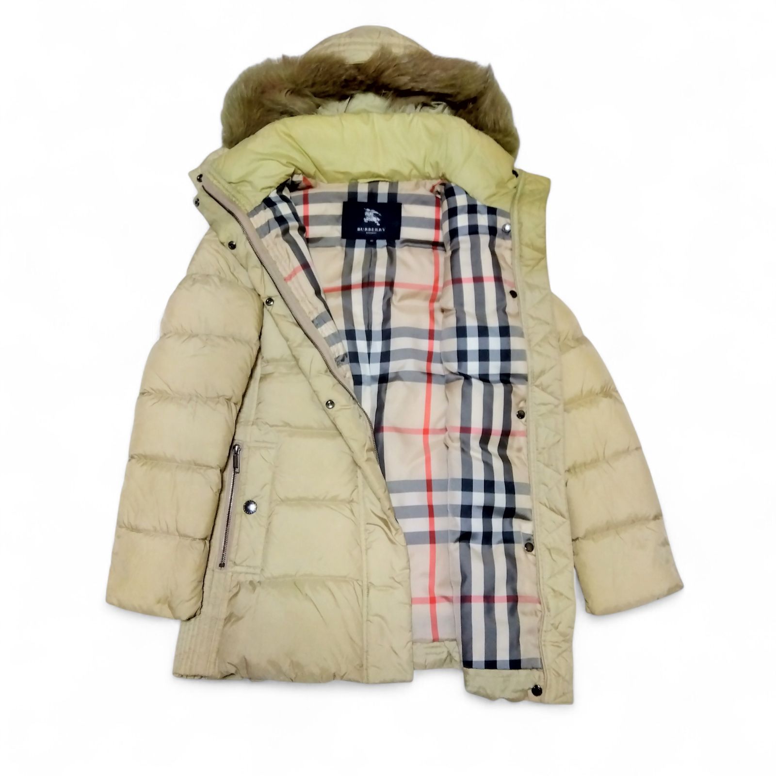 USED中古品】 BURBERRY バーバリー ダウンコート フォックスファー 38