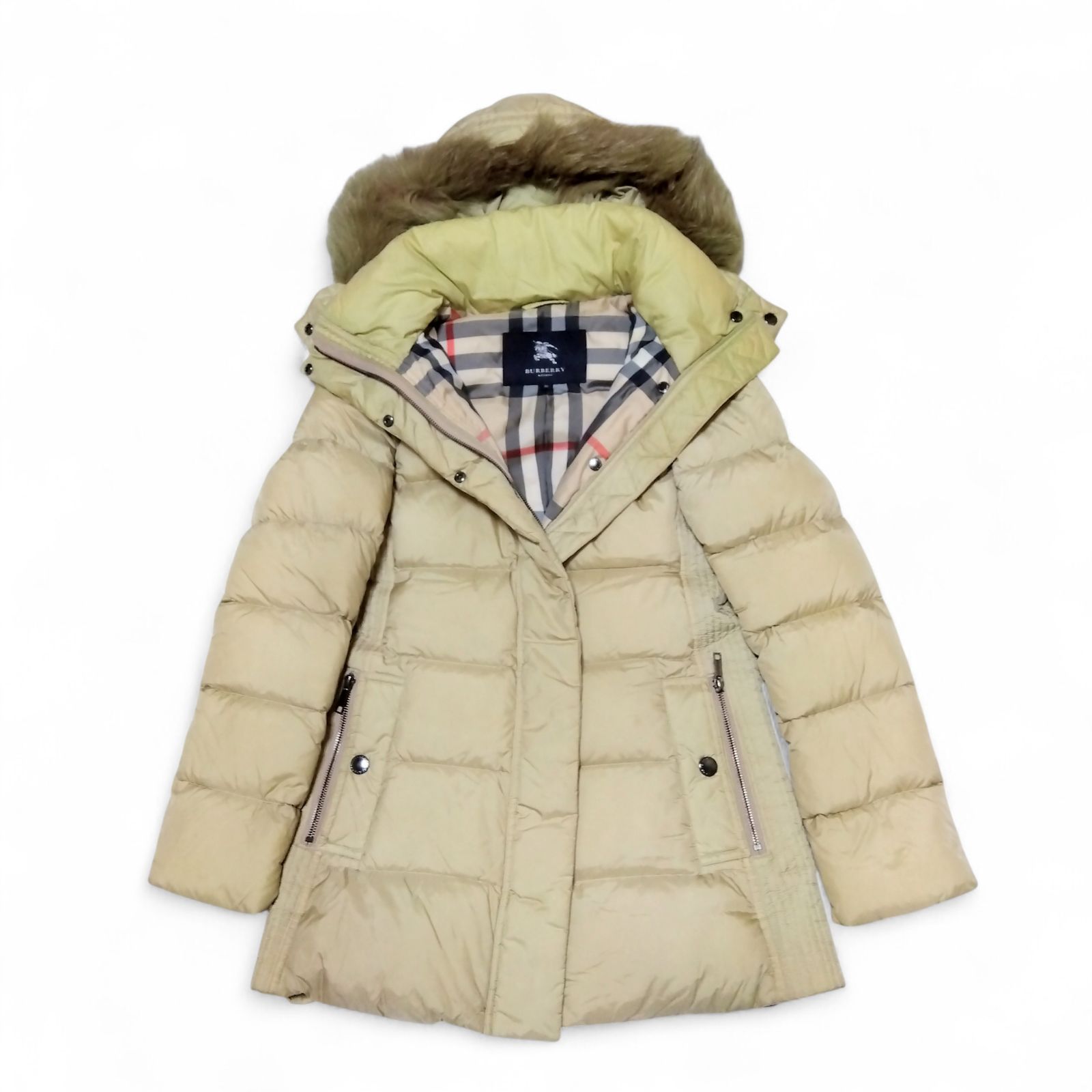 USED中古品】 BURBERRY バーバリー ダウンコート フォックスファー 38