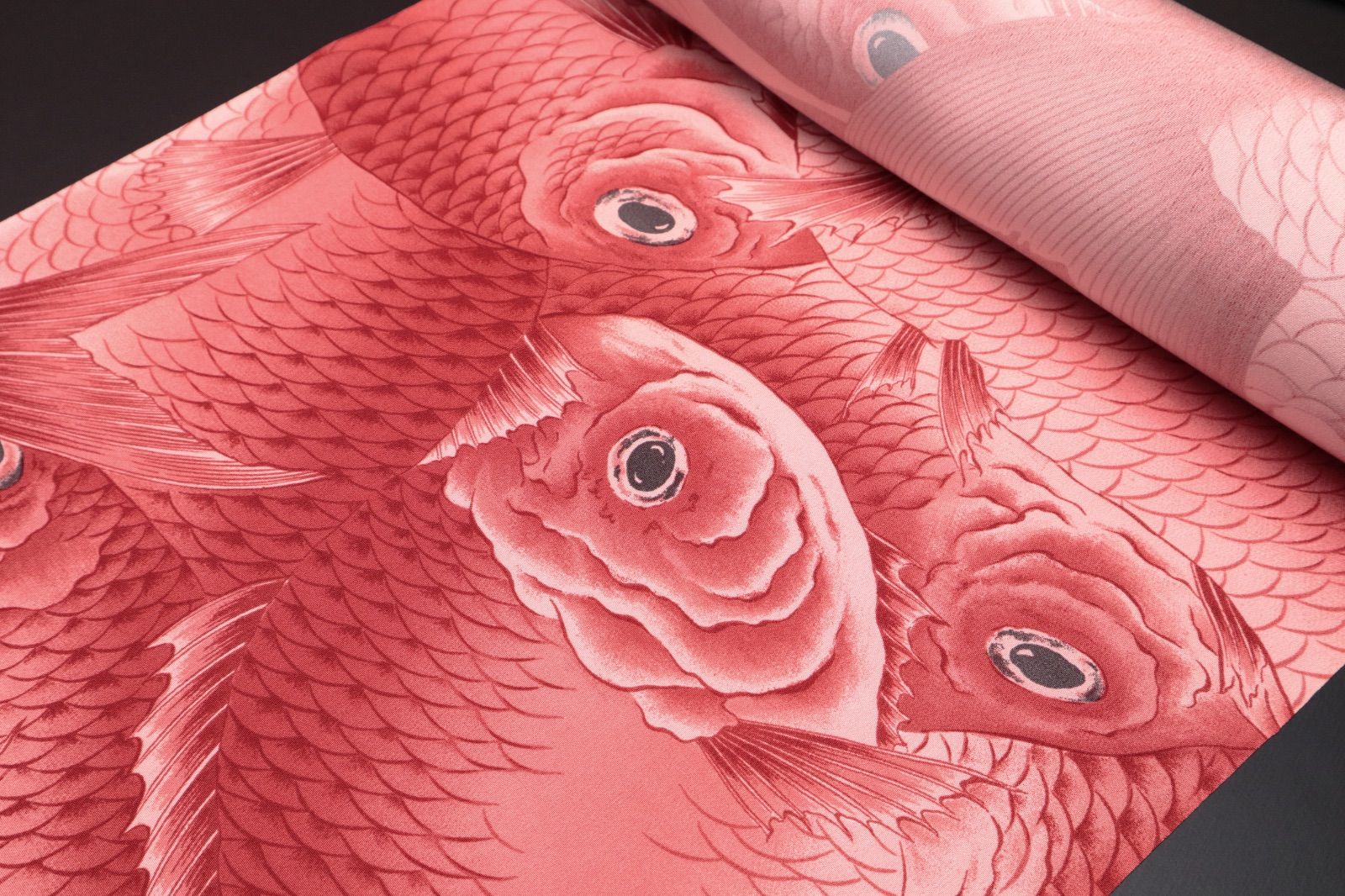 岡重 謹製 京友禅 長襦袢 鯛尽くし 正絹 反物 蘇芳色｜お洒落用 羽裏可