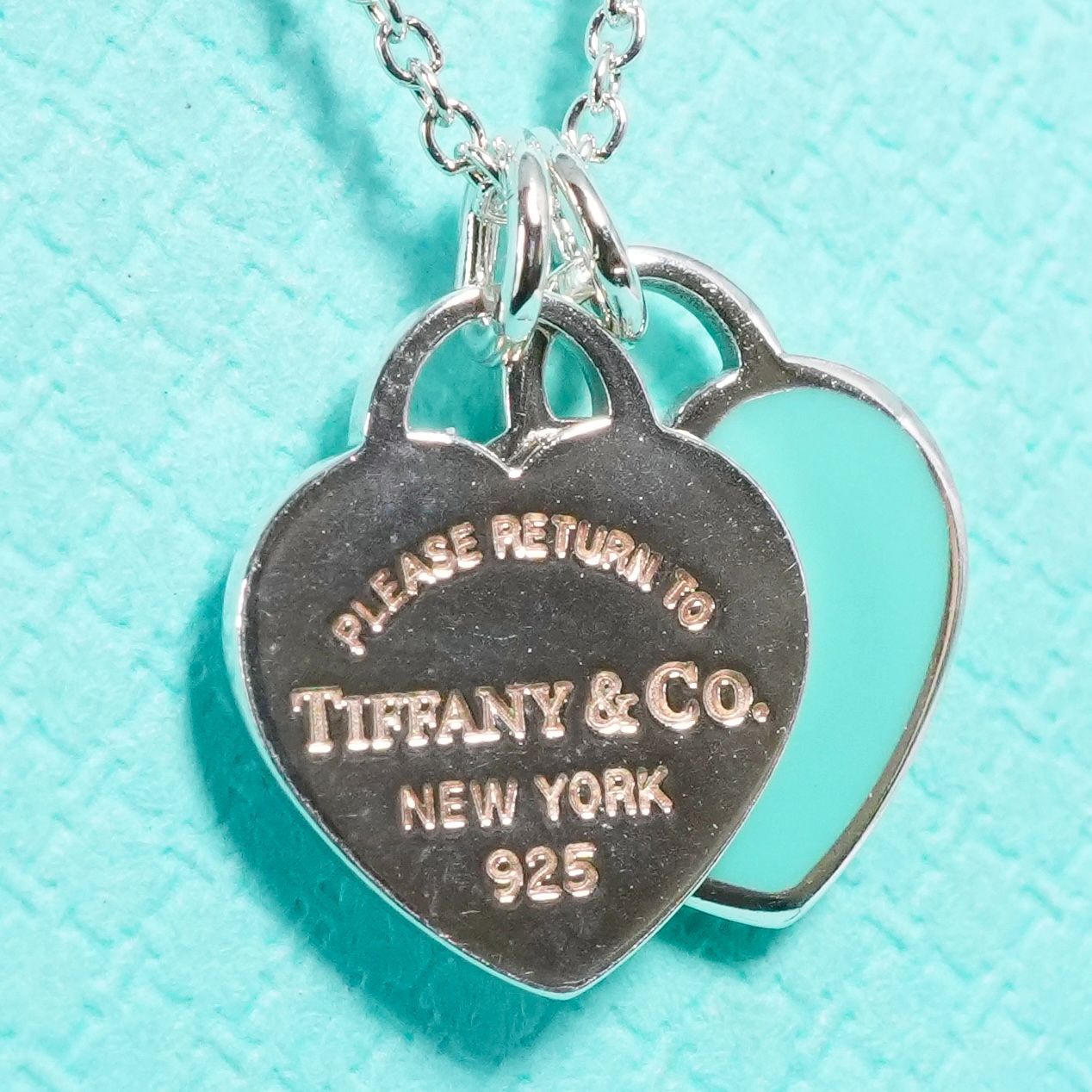 【美品】ティファニー リターントゥ 緑 ダブルハート ネックレス SV925 美品】約42cm ティファニー リターントゥ ダブルハートネックレスSV925