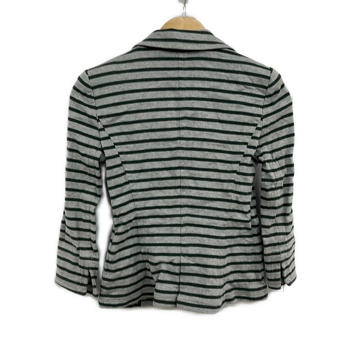 バーバリーブルーレーベル ジャケット サイズ38 M レディース - グレー×ダークグリーン 七分袖 ボーダー オールシーズン