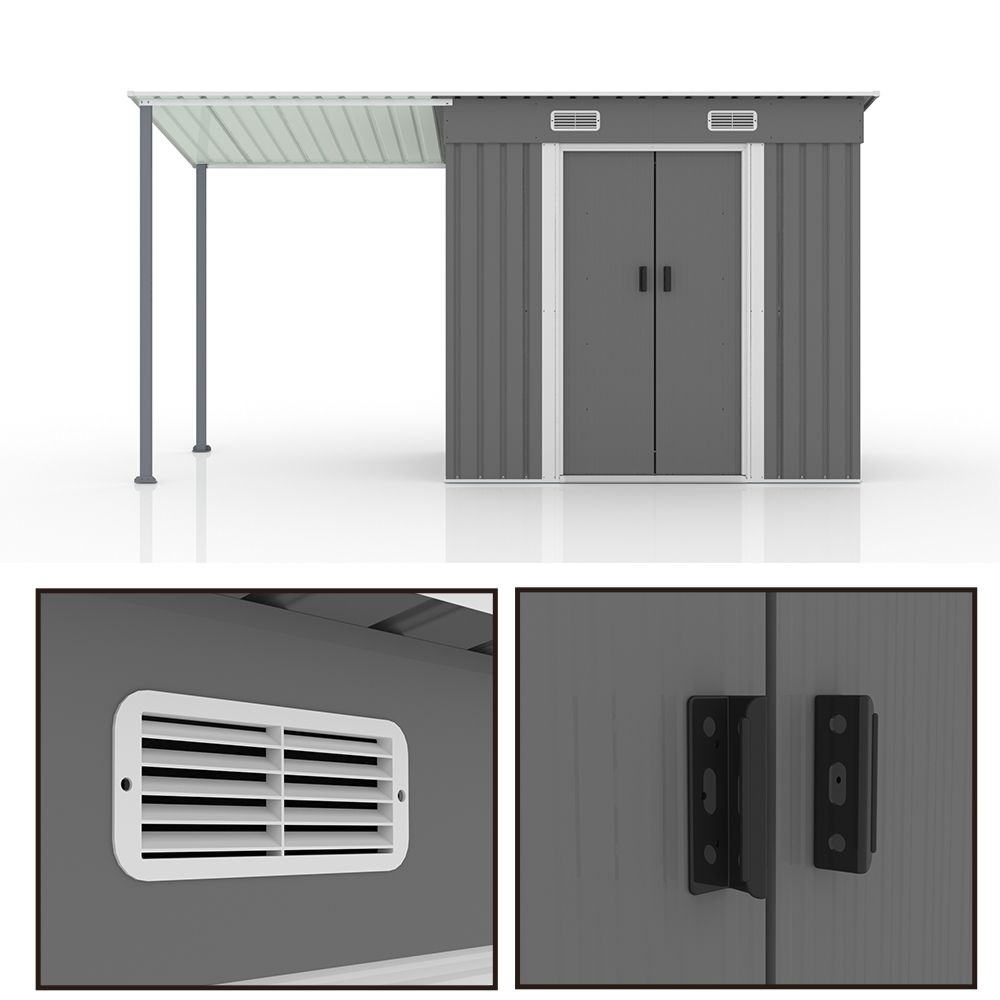 物置 屋外 大型 倉庫 大型物置 戸外収納庫 防水 耐侯 収納 ガーデン 庭 田畑 農場 頑丈 大容量 スチール 引き戸 換気口付き 床なし