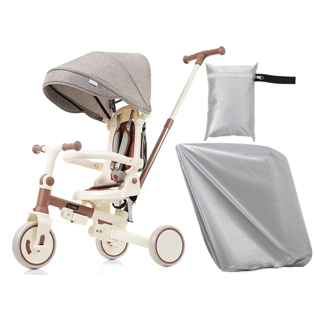 子供用三輪車 折りたたみ ほこりカバー付き 舵取り 手押し棒 ストッパー付き 三輪車カバー おしゃれ 7 in 1 BTM 1歳 2歳 3歳 座面回転 自転車 キックバイク おもちゃ 幼児用 プレゼント