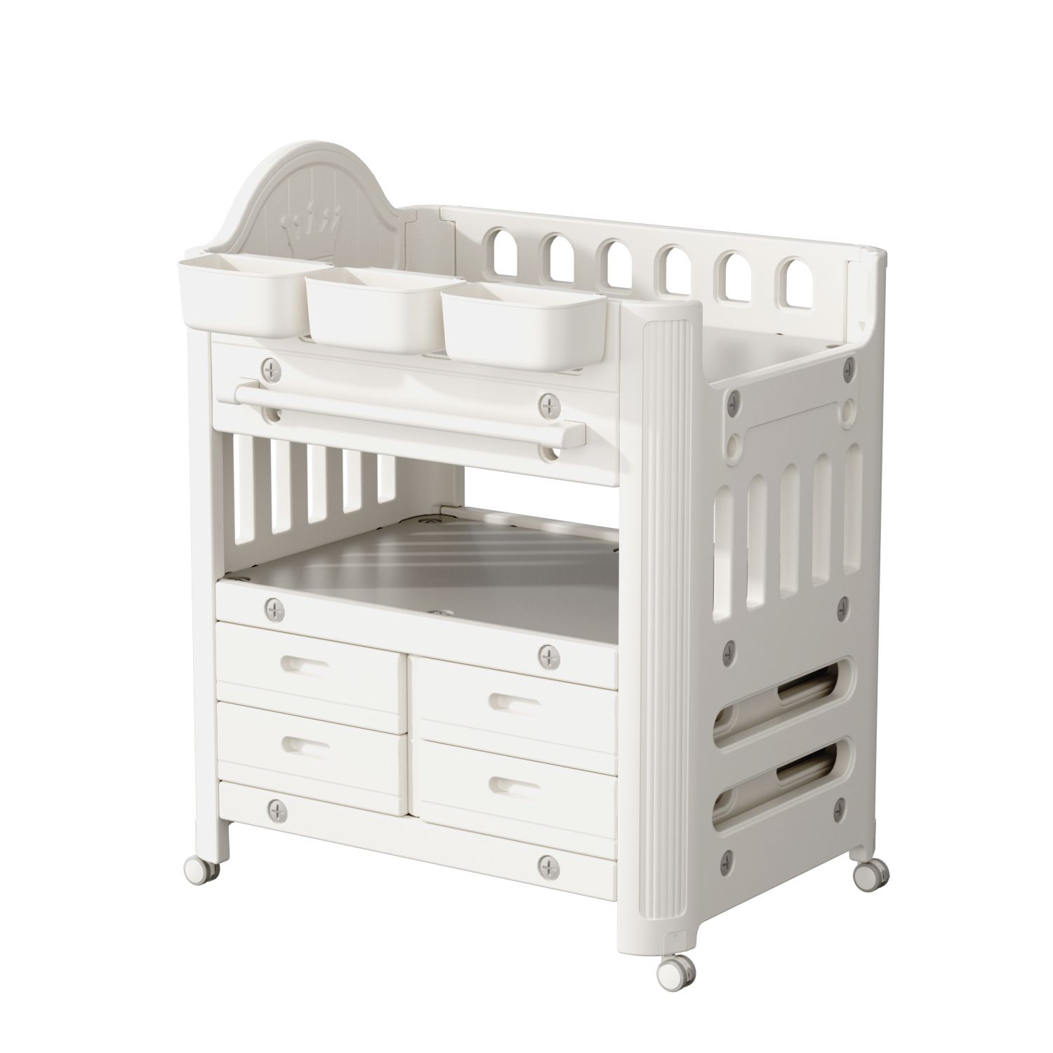 おむつ交換台 ワイドタイプ おむつ替え台 マットなし 引き出し 収納付き オムツ替え おむつ変え オムツ交換台 リビングボード かわいい HDPE製 超低ホル