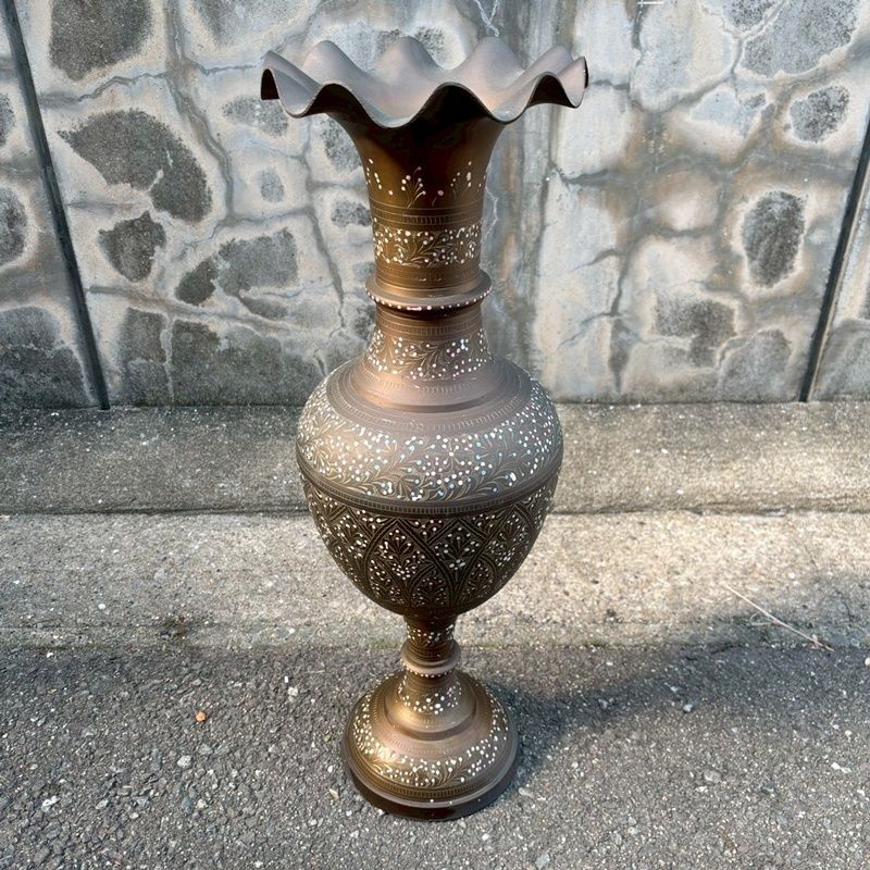 アンティーク 真鍮 花瓶 約59cm ヴィンテージ フラワーベース 大型